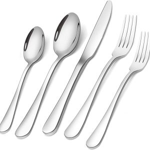 Silverware Set, Briout Flatware Set Service for 4 Stainless Steel Cutlery Set 20 Piece Include Upgraded Knife Spoon Fork Mirror Polished, Dishwasher Safe