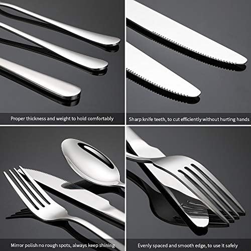 Silverware Set, Briout Flatware Set Service for 4 Stainless Steel Cutlery Set 20 Piece Include Upgraded Knife Spoon Fork Mirror Polished, Dishwasher Safe - Image 4