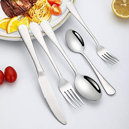 Silverware Set, Briout Flatware Set Service for 4 Stainless Steel Cutlery Set 20 Piece Include Upgraded Knife Spoon Fork Mirror Polished, Dishwasher Safe - Image 5